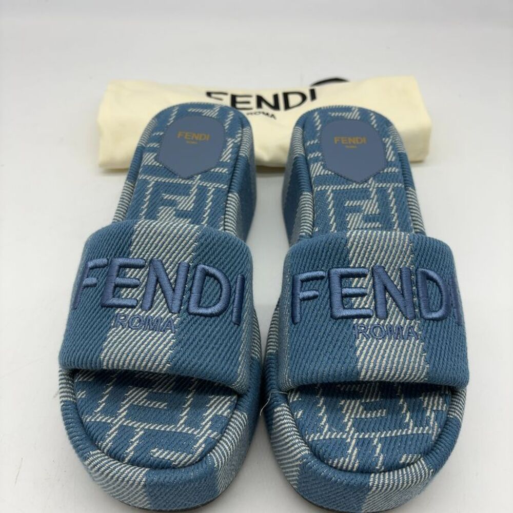 Fendi Demin Platform Sandal Slides